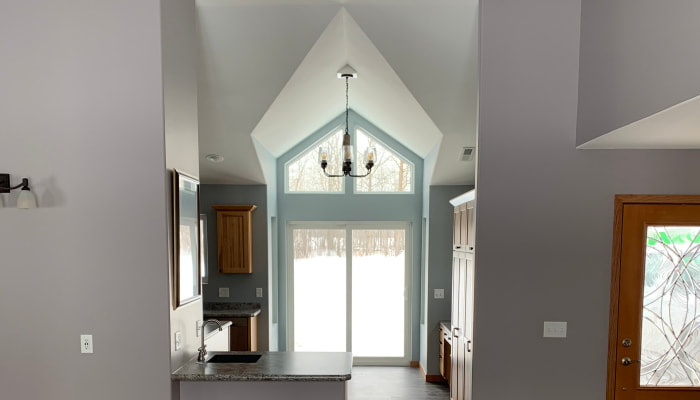 professionally finished kitchen and entryway by Waidelich Drywall of northern Minnesota